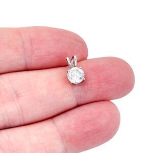 Estate Sterling Silver 925 Cubic Zirconia Solitaire Pendant